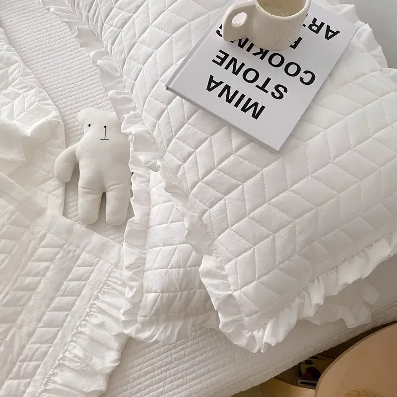Korean Ruffles Quilted Summer Comforter Set Single Quilt Princess Pleated Quilts Soft Skin-friendly Thin Blanket summer quilt summer quilt set bed comforter