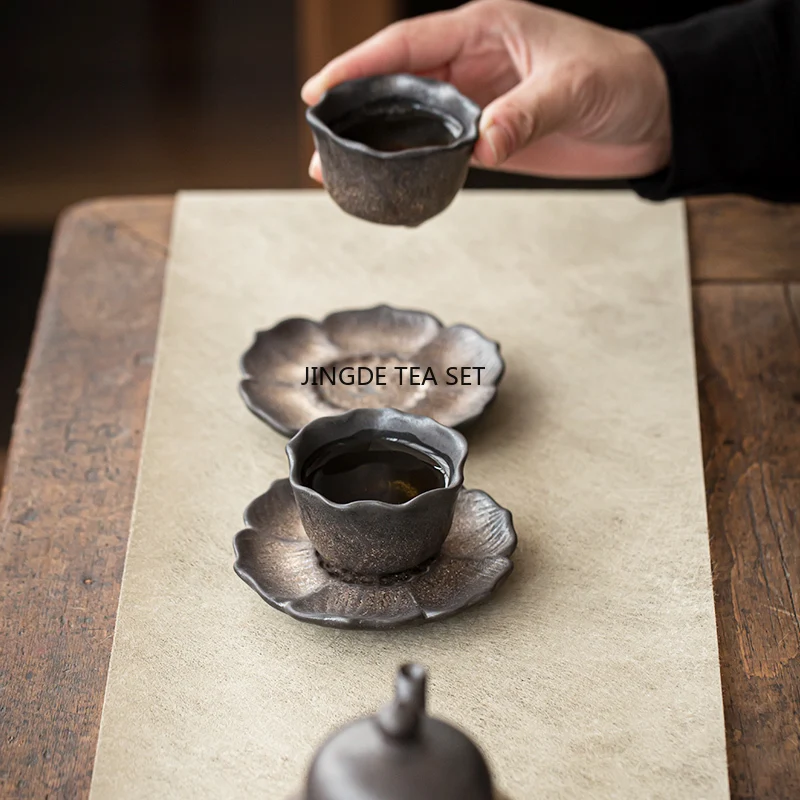 1 piece of Chinese creative ceramic tea cup meditation cup gold-plated ceramic tea bowl Kung Fu tea set