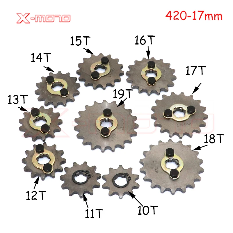 Engine Sprocket 420 10T 11T 12T 13T 14T 15T 16T 17T 18T 19T Tooth 17mm ID Front Engine Sprocket for Motorcycle part