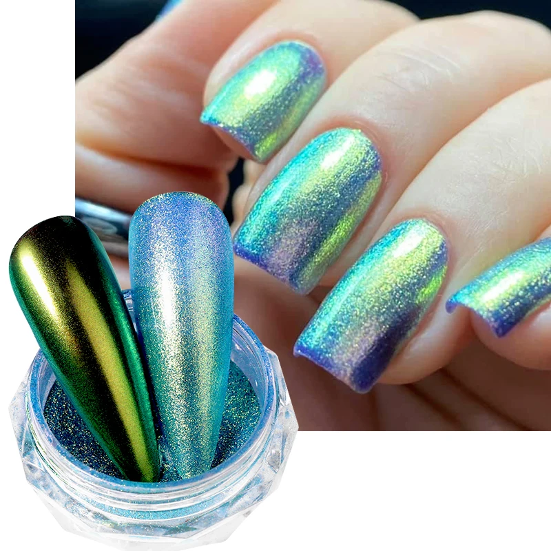 Nail Powder Nail Pigment Nail Powder Set 1Box Metallic Nail Powder Chameleon Pearl Effect Nail Art Supplies