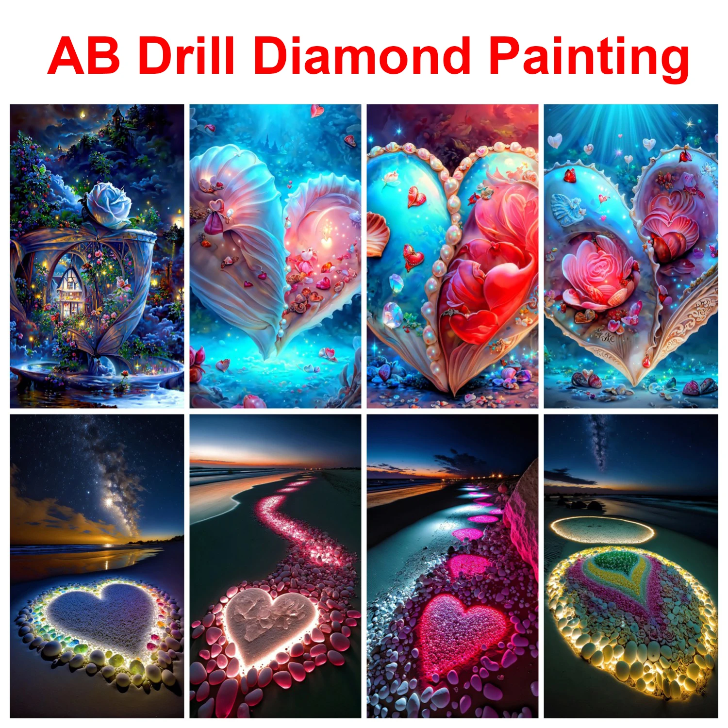 

Пейзаж 5D DIY алмазная живопись на море Сердце AB круглая/квадратная вышивка Мозаика Искусство Картина Стразы Вышивка крестиком набор