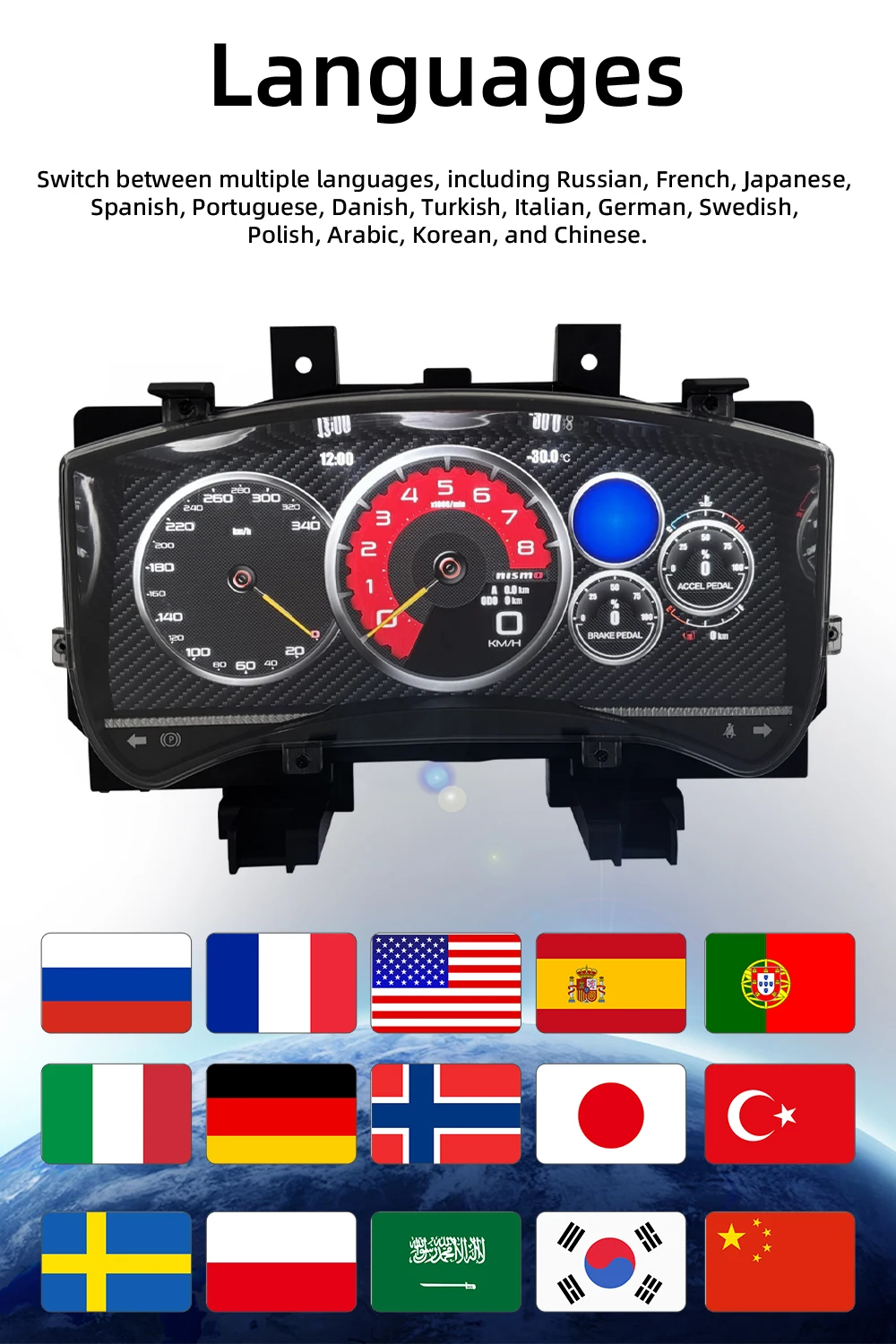 Digital Instrument Cluster For Nissan GT-R 2009–2017 Speedometer 12”HD screen192