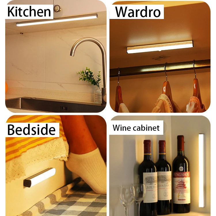 LED Under Cabinet Night Light With 6/10 LEDs PIR Motion Sensor Wireless Lamp for Closet Cupboard Wardrobe Bedroom Stairs Kitchen