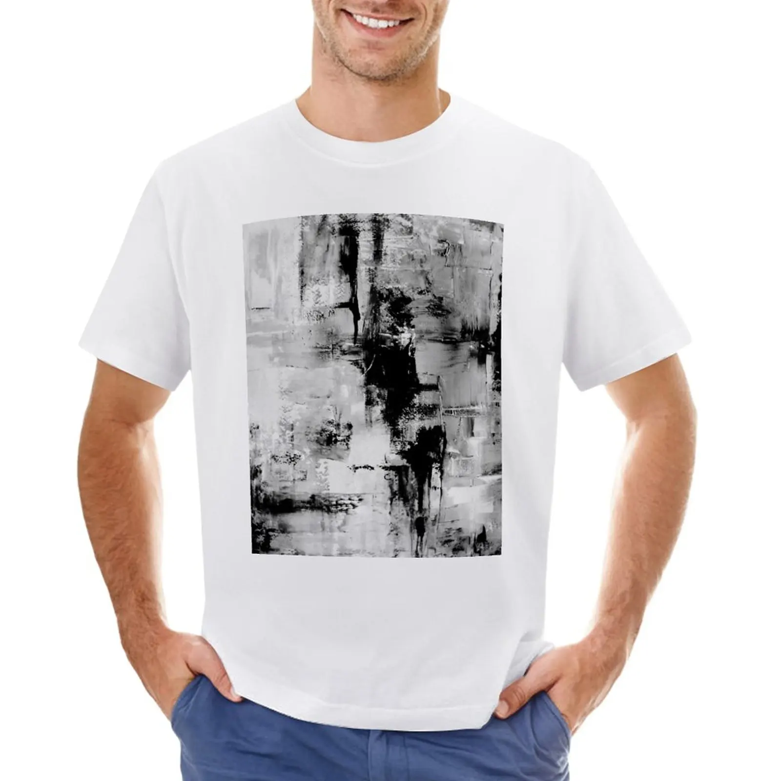 

Black and white abstract art T-Shirt Aesthetic clothing cute tops Men's clothing