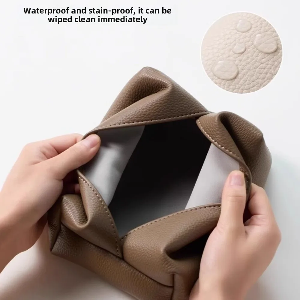 Creative and minimalist leather tissue box, living room light luxury home decor paper box 4