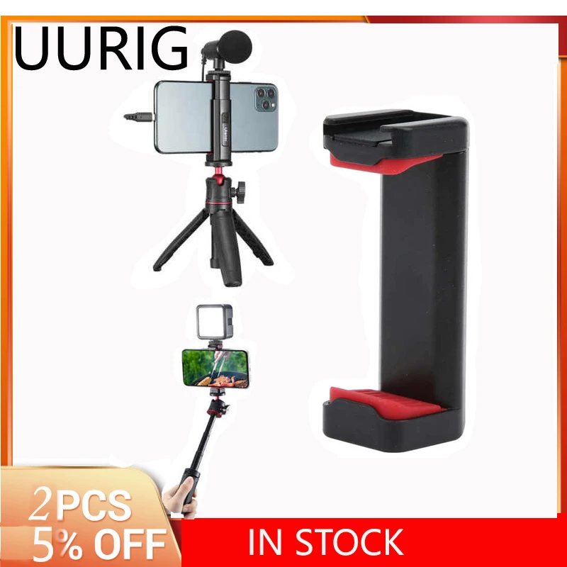 Держатель для телефона UURIG, многофункциональный зажим с креплением для холодного башмака, нескользящий, для Vlog, аксессуары для фотостудии