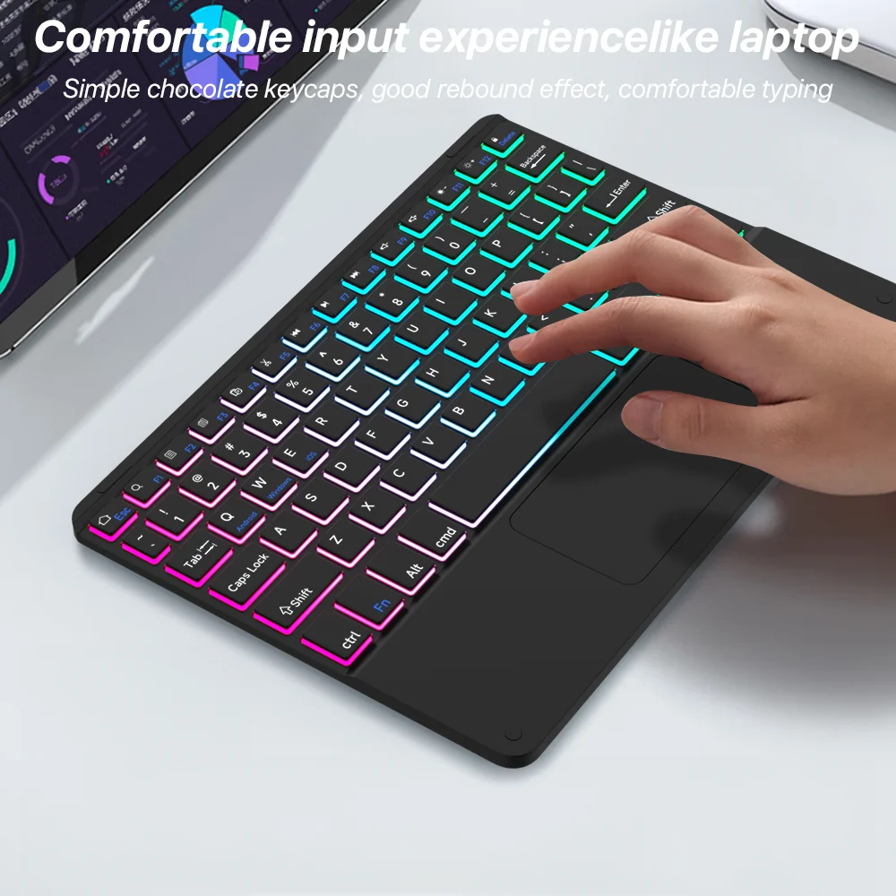 Bluetooth Backlit Keyboard With Touchpad for iPad Pro Mini Air Mate Pad Cell Phone Devices bluetooth keyboard case