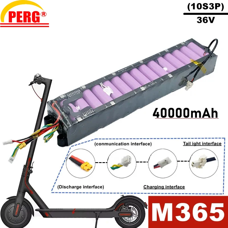 

M360 original 36V lithium-ion battery pack, 10s3p, 36V, 40ah, built-in BMS, suitable for m365 parallel electric vehicles
