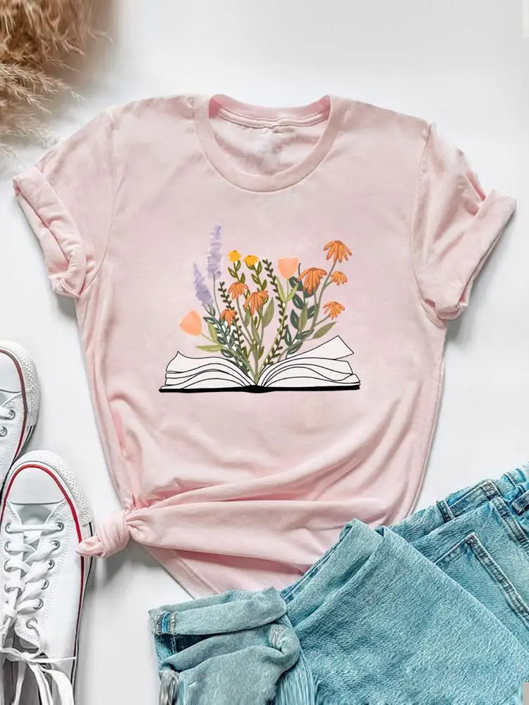 Sweet Watercolor Flower 90s Clothing Short Sleeve Tee Top Summer Graphic T Shirt Women Fashion Casual Female Print T-shirt