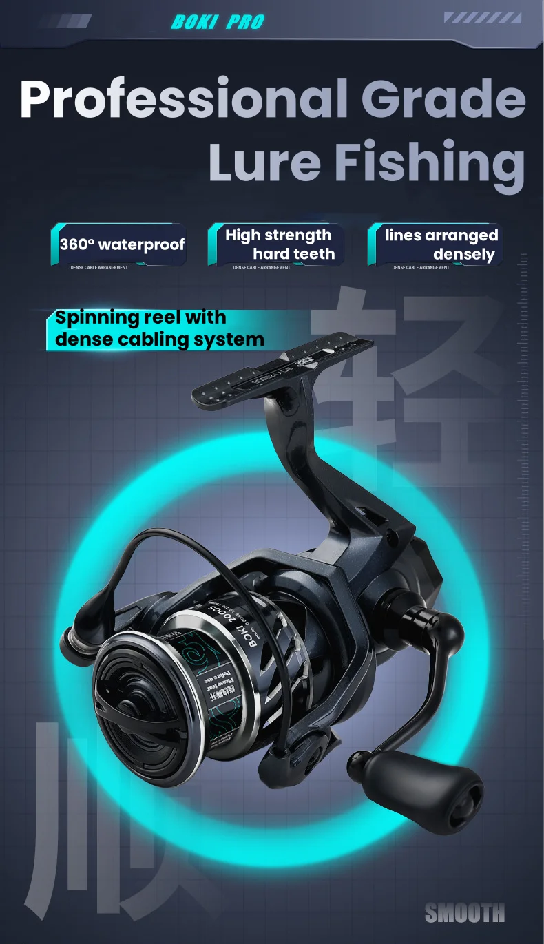 Lizard Fishing BOKI PRO Angelrolle mit Wurmschaft und Langsam-Oszillierendem System 360 ° Wasserdichte Korrosionsbeständige Angelrolle für Meeresfischen und Spinnangeln – Detail 1