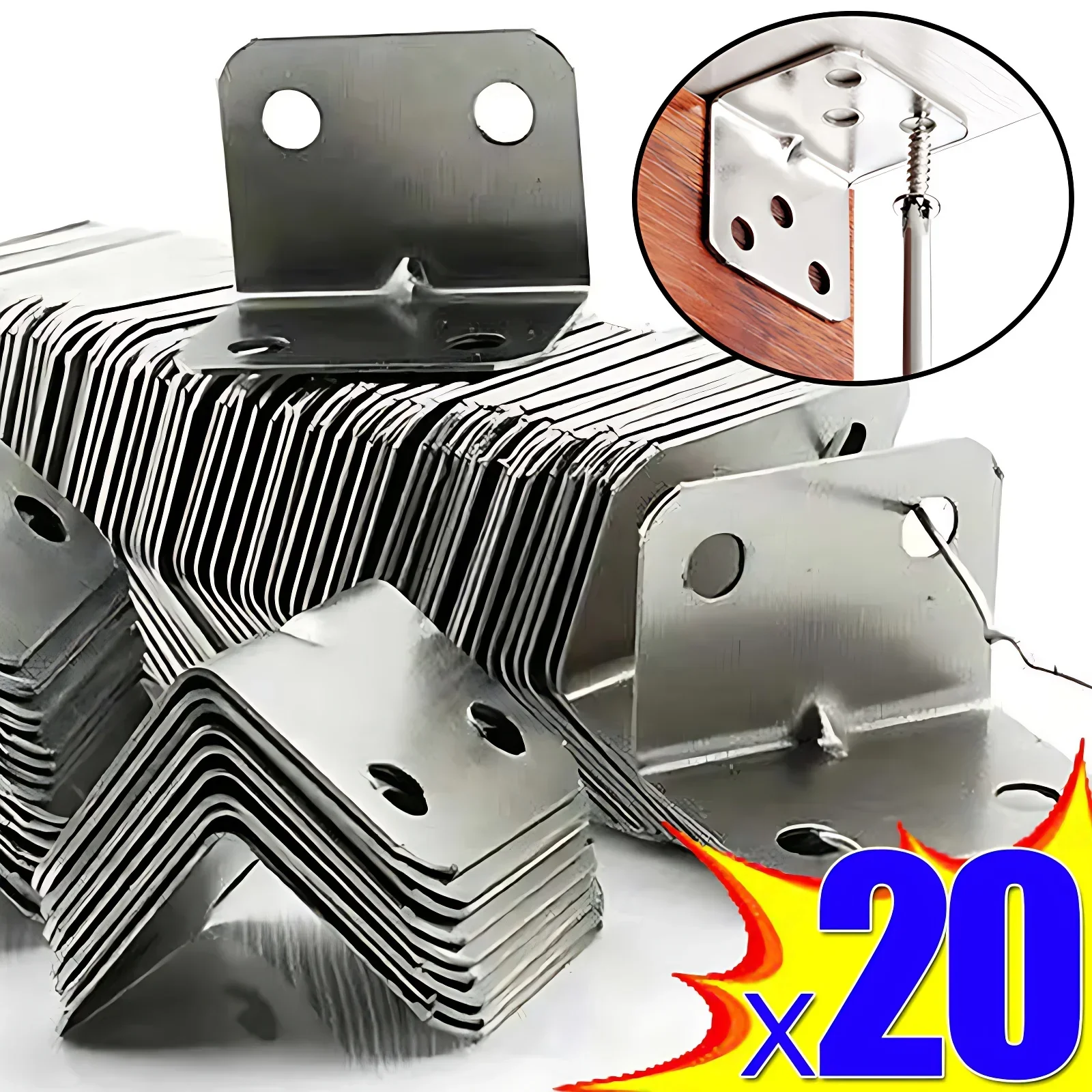 Description Picture 4 of itemStainless Steel Corner Bracket 90 Degree Right Angle Fixed Bracket Universal for Wood Furniture Bedframe Cabinet Accessories
