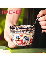 Elegant Hand - Painted Floral Ceramic Mug - Microwave Safe, Insulated (D)
