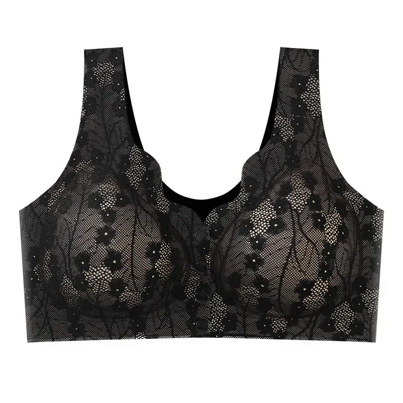 New Sexy Lace Without Steel Ring Front Buckle Thin and Seamless Pregnant Women Gather for Breastfeeding Bra Mom's Underwear 2