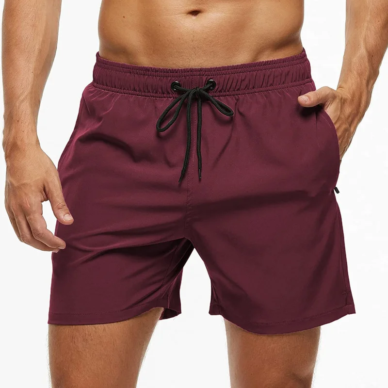 

Fashionable men's beach shorts Elastic men's swimming pants Quick Dry sports shorts with zippered pockets Breathable