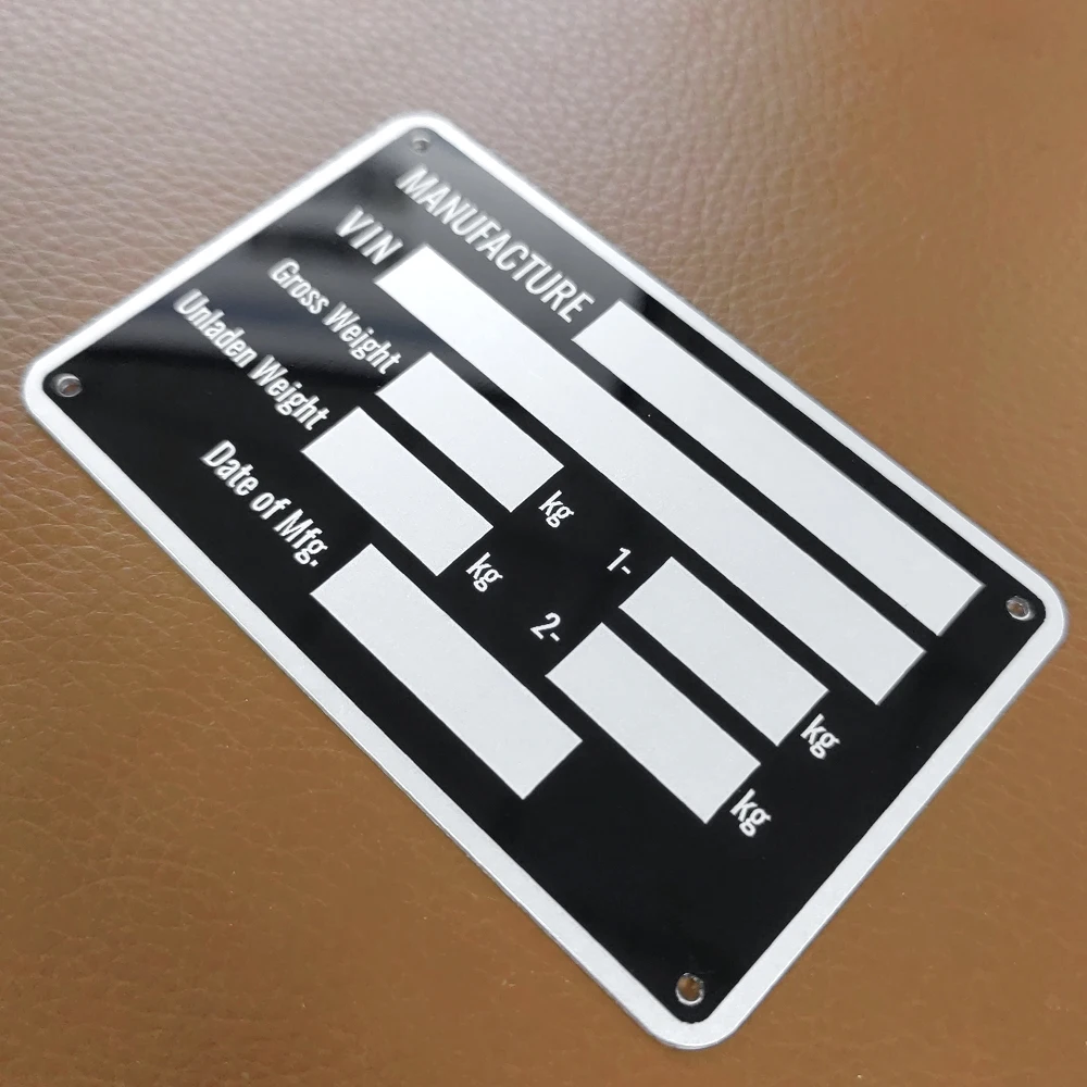 86 X 54mm Aluminum Trailer ID Tag Vin Plate Serial GVWR Medical RV Parts Camper Accessories