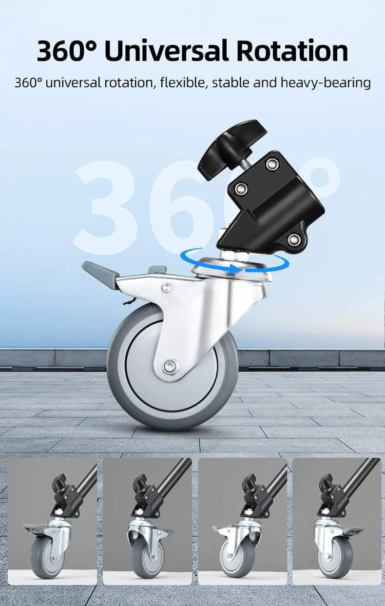 3 PCS Tripod Wheel Heavy Duty 22 MM Diameter Metal For Photography Photo Century