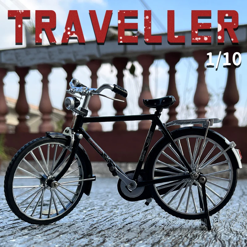 1:10 Scale Chinese Style Diecast Metal Model Retro Simulation Bicycle Retro City Bicycle Men's Miniature Replica Kids Toy 1 43 scale model diecast soviet tatra 603 1 alloy czech retro car toy classic vehicle collection display for children adult doll