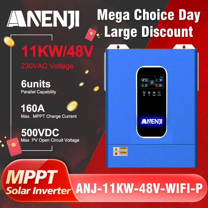 11KW 48V Parallel Hybrid Solar Inverter Support Inverter parallel Off ...