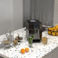 HOMCOM Machine à glaçons avec distributeur d'eau, 12kg en 24h, 9 glaçons en 6-10 minutes, ice maker portable, taille de glaçon réglable, minuterie, réservoir d'eau 3 L, pour maison, cuisine, bar, noir 2