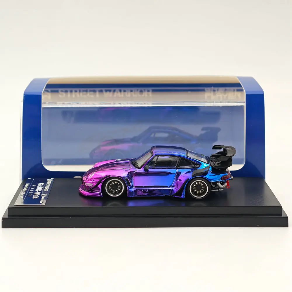STREET WARRIOR SW 1/64 for 993 RWB Gradient Chrome Purple Diecast Models Car Toy Limited 499 Collection Auto Gift 