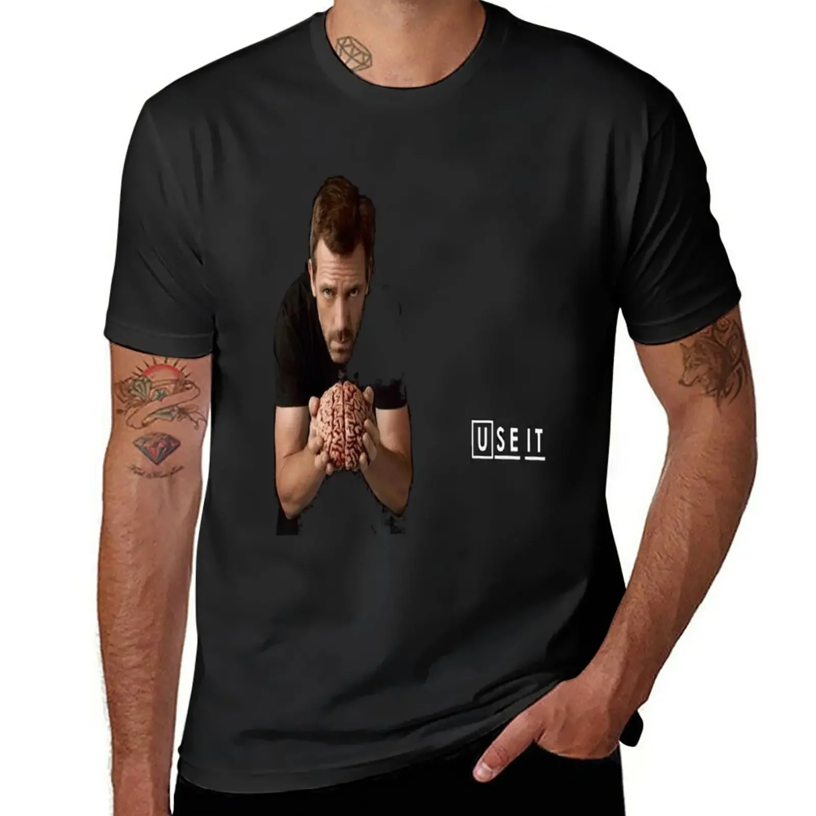 Dr House With Brain T-Shirt Sweat Customizeds Magliette Bianche Da Uomo
