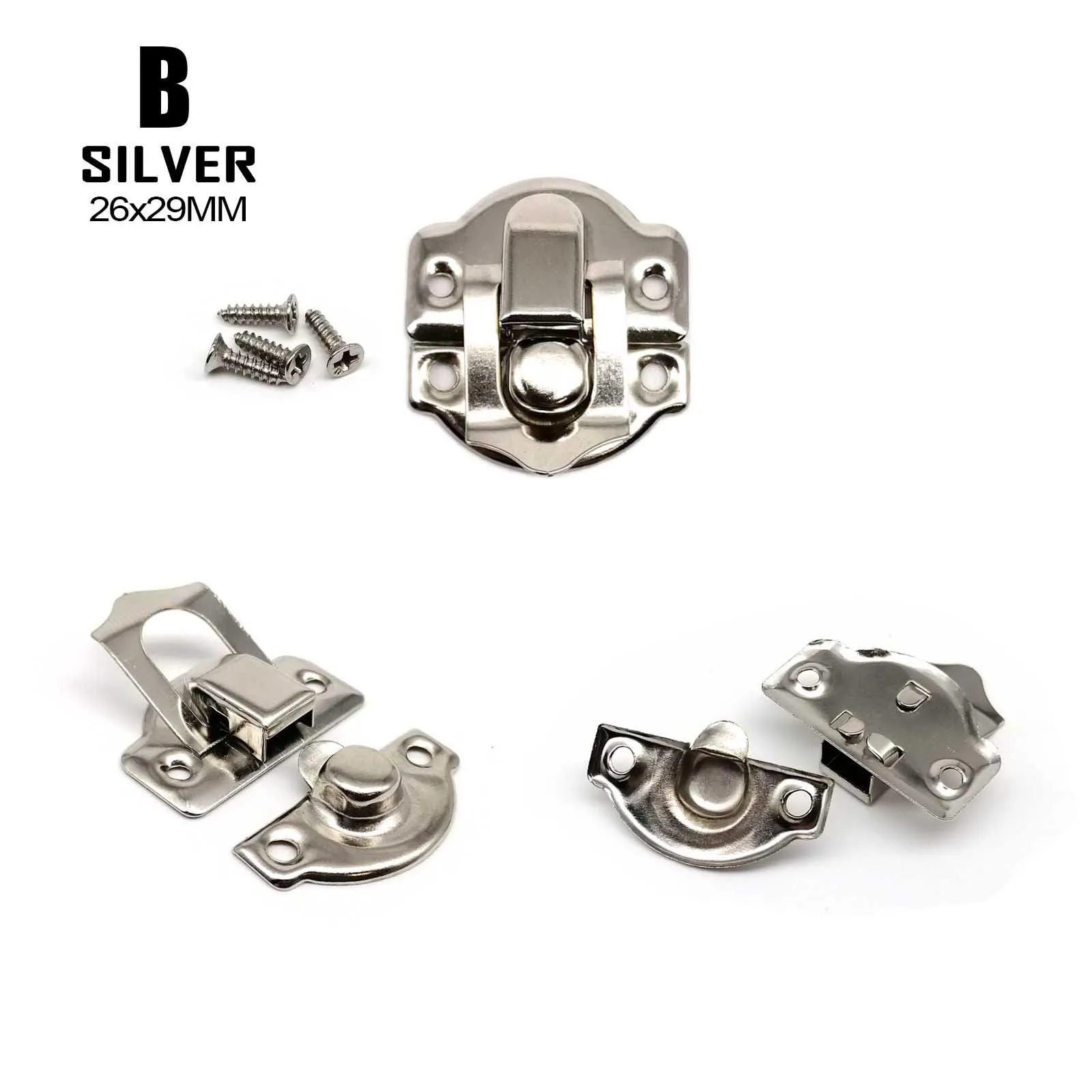 Decorative Jewelry Chest Gift Wine Box Wooden Case Hasp Latch Toggle Clasp Hold Lock Padlock + Screws 4 Color Type DIY 12pcs Furniture Hardware Toggle Latches Jewelry Box Hasps Decorative Latches