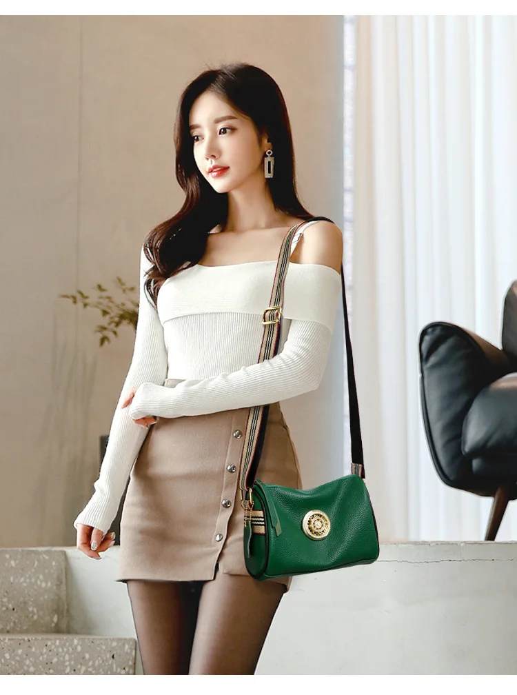 Fashion Luxury Designer Genuine Leather 100% Handbag For Women Casual Trend Soft Cowhide Sac Off White Tassel Shoulder Sling Bag