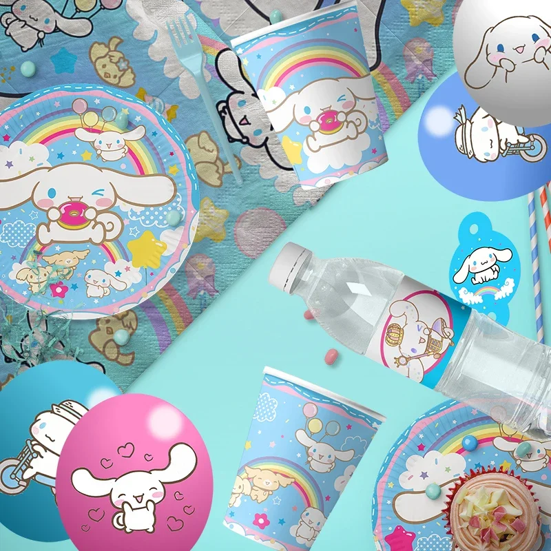Miniso Cinnamoroll Birthday Decoration Angle Disposable Tableware Cup Plate Tablecloth Baby Shower Kids Girls Boy Party Supplies