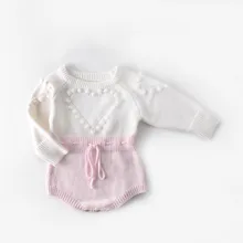 

Baby Girls Knitted Romper Autumn Fall Winter Clothing Infant Baby Girl Love Wool Jumpsuit Bodysuit Outfit Warm Clothing