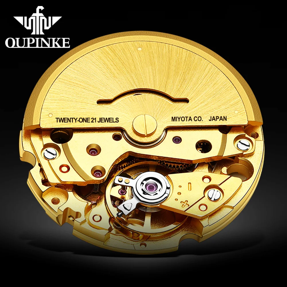 OUPINKE 3177 Luxury Men's Watches Comfortable Leather Strap Automatic Mechanical Watch for Man Starry Sky Earth Dial Sapphire 5