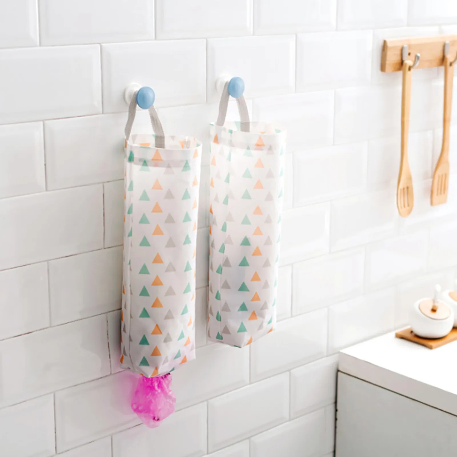 Large Plastic Trash Bags Kitchen Rubbish Bag Round Storage Bag Miscellaneous Wall Hanging Organizer Convenient 5 Trash Bag