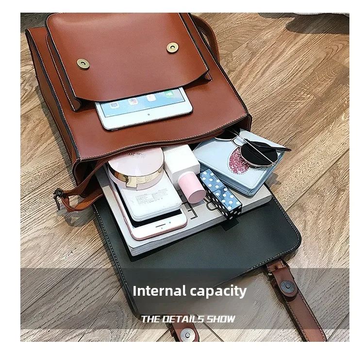 Vintage Backpack Female Pu Leather Bag Women's Backpack Fashion School Bag for Girls High Quality Leisure Shoulder Bag Sac A Dos