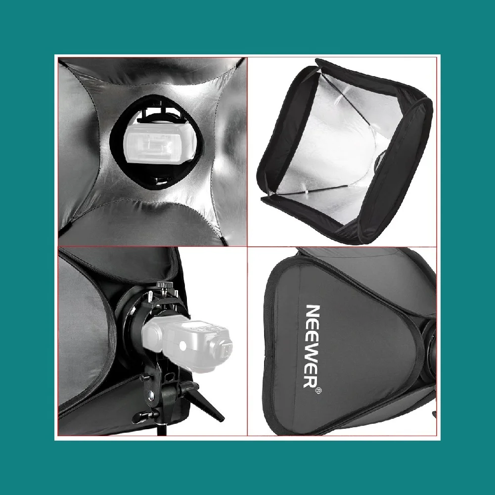 니워 24x24/60x60CM 소프트박스, S형 스피드라이트 플래시 브래킷 마운트 포함, 인물 사진 또는 제품 사진 촬영용