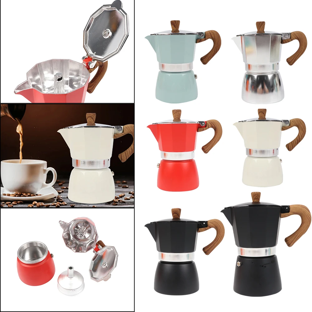 Stovetop cafetera de aluminio con mango para Espresso, cafetera