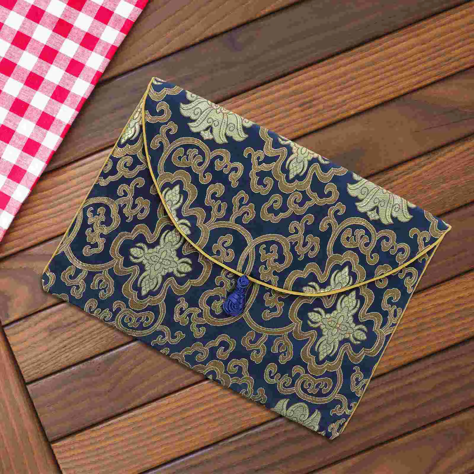 

English title: Bible Covers Case Brocade Bag Church Pouch Confucian Pocket Organizer Book Storage Envelope