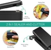 USB Mini Bag Sealer 2-in-1 Portable Heat Sealers Rechargeable Handheld Vacuum Heat Sealers &Cutter for Plastic Bag Storage Food 2