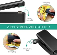 USB Mini Bag Sealer 2-in-1 Portable Heat Sealers Rechargeable Handheld Vacuum Heat Sealers &Cutter for Plastic Bag Storage Food 2