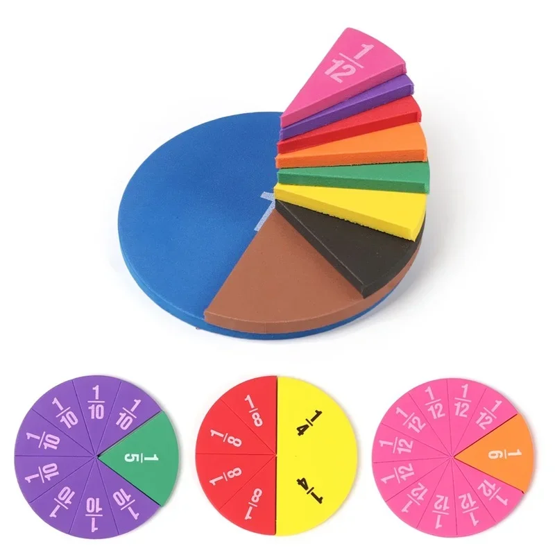 51Pcs EVA Round Shaped Fractions Circles Instrument Math Educational Toys Math Learning Tool Student Teaching Gifts educational toys math toys teaching aids toys fraction math manipulatives