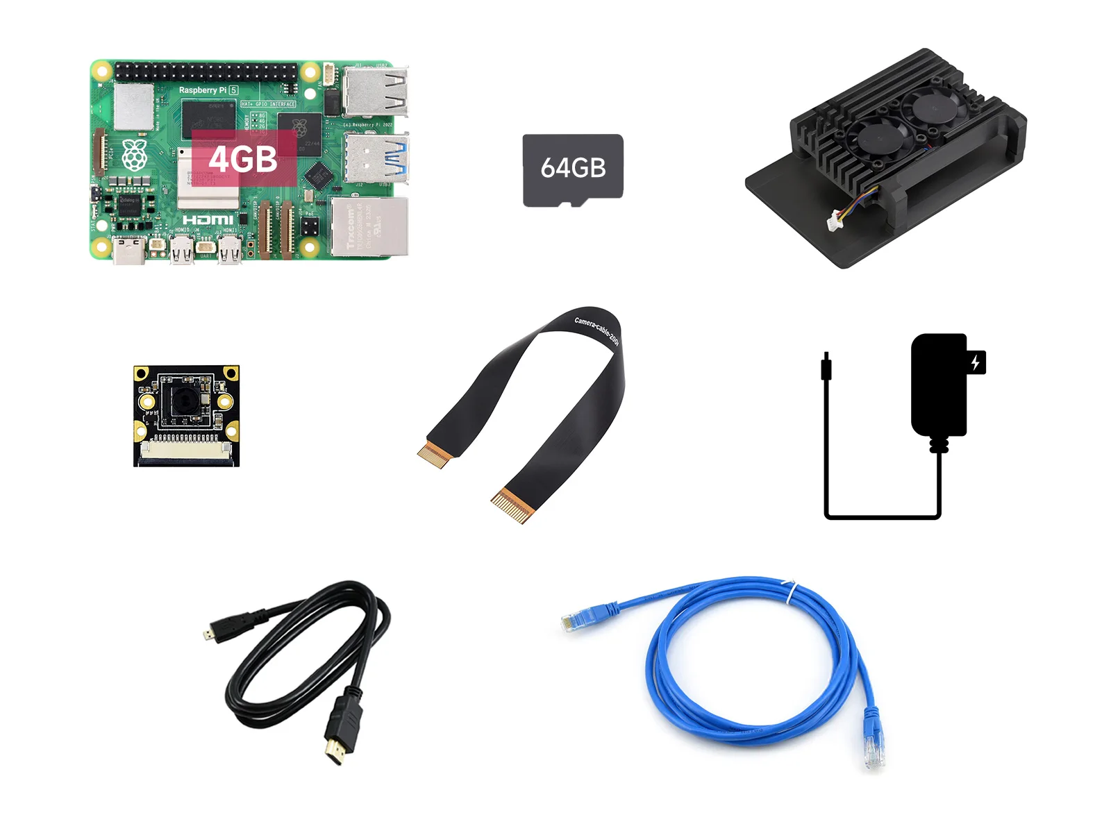 Kit Fotocamera Raspberry Pi 5, Opzioni Per Ram Da 4Gb/8Gb, Processore Bcm2712, Fotocamera Imx Da 2.4Ghz, 2 Pezzi, Alimentatore Raspberry Pi 5