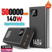 New 500000mAh Power Bank 140W Super Fast Charging Powerbank Portable External Battery Charger for iPhone Huawei Samsung Xiaomi