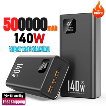 Xiaomi 500000mAh Power Bank 140W Caricabatteria esterno portatile Powerbank a ricarica super veloce per iPhone Huawei Samsung