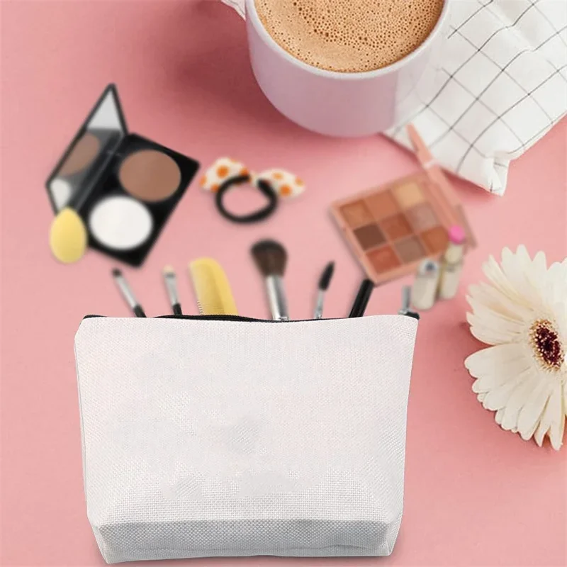 Polyester Women Wristlets Cosmetic Sublimation Blank Makeup Bag with Zipper Travel Portable Storage Bags For Heat Transfer Print