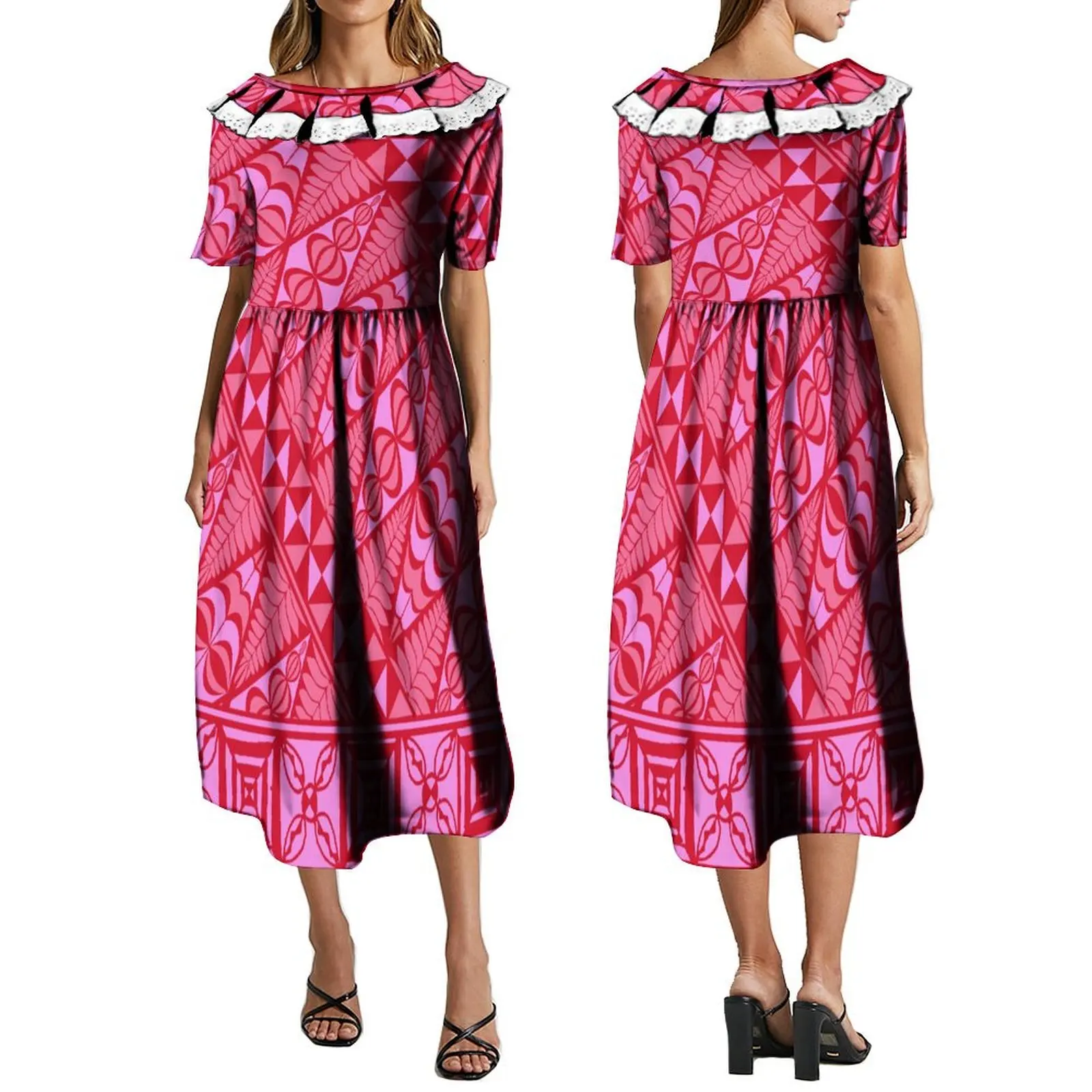 

Hawaiian Polynesian Dress Celebrity Banquet Dress Pacific Island Customized Women's Dress Tribal Design