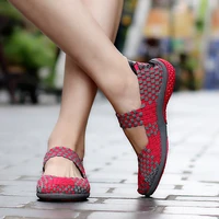 STRONGSHEN Summer Women Handmade Woven Slip-on Breathable Mesh Casual Shallow Flats Walking Sport Shoes Lady Tenis Plus Size 42 2