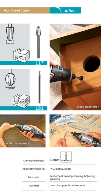 Dremel 105 Ball-Shaped Wood Glas Material Engraving Cutter Rotary Tools  Accessories for Elaboration Carving Routing Engraving - AliExpress