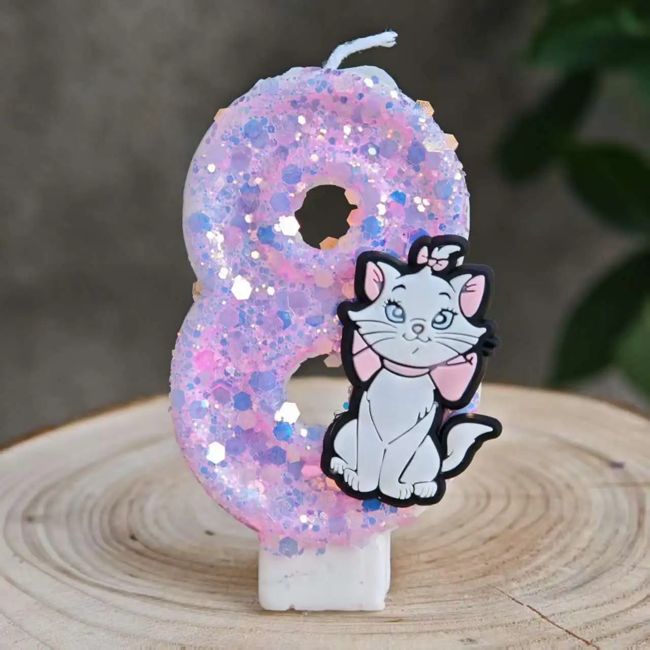 Rosa Süße Marie Katze L Cartoon 0-9 Zahlenkerze für Kinder Babyparty Geburtstag Steckbare Kuchen-Party-Dekoration Geschenkzubehör – Detail 11