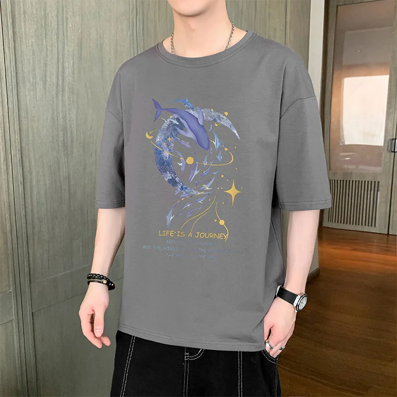 

Мужская футболка с коротким рукавом и круглым вырезом, свободного покроя