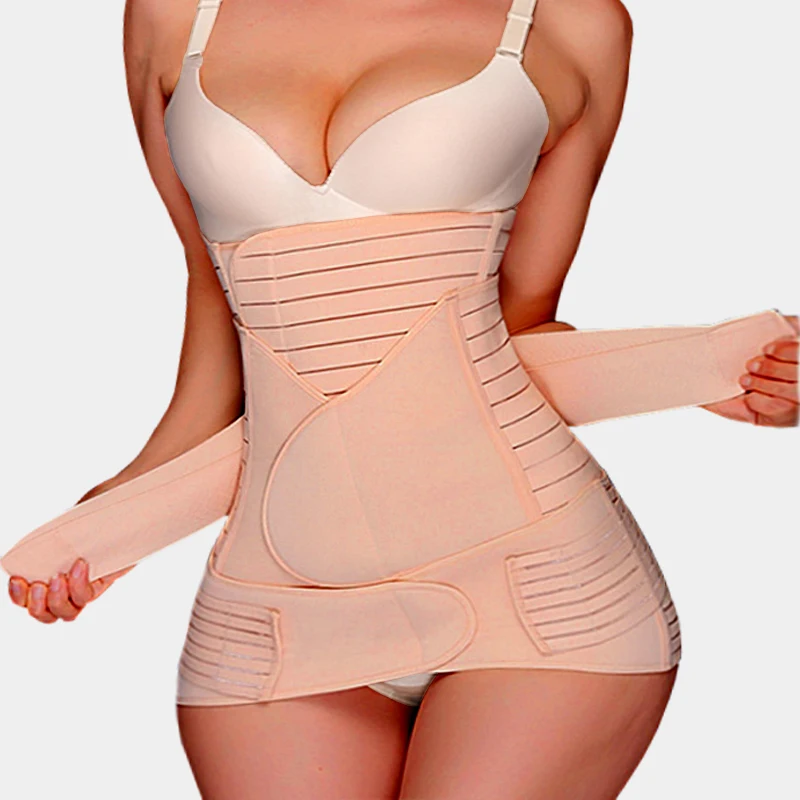 Postpartum Girdle Waist Trainer Belt 3 in 1 Belly Sheath Wrap Modeling Strap Tummy Control Corset Shapewear Slimming Body Shaper backless shapewear Shapewear
