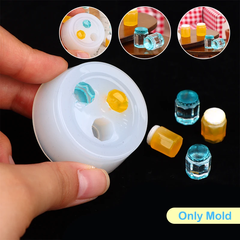 Mini Mold 1:12 Dollhouse Miniature Beverage Can Honey Pot Drink Bottle DIY Silicone Mold Doll House Home Decor(Only Mold) organizer drink fridge can dispenser refrigerator bottle soda pusher holder beverage water storage glide self pushing mini rack