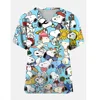 Nurse Uniform Women Short Sleeve Snoopy print Working Uniform Pocket Blouse Scrubs Tops Nursing Medical Uniforms Accessories 1